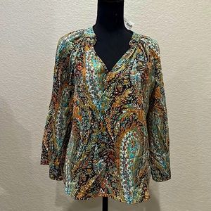Newbury Kustom. Paisley Print Flutter Top. Size SM. NWT.